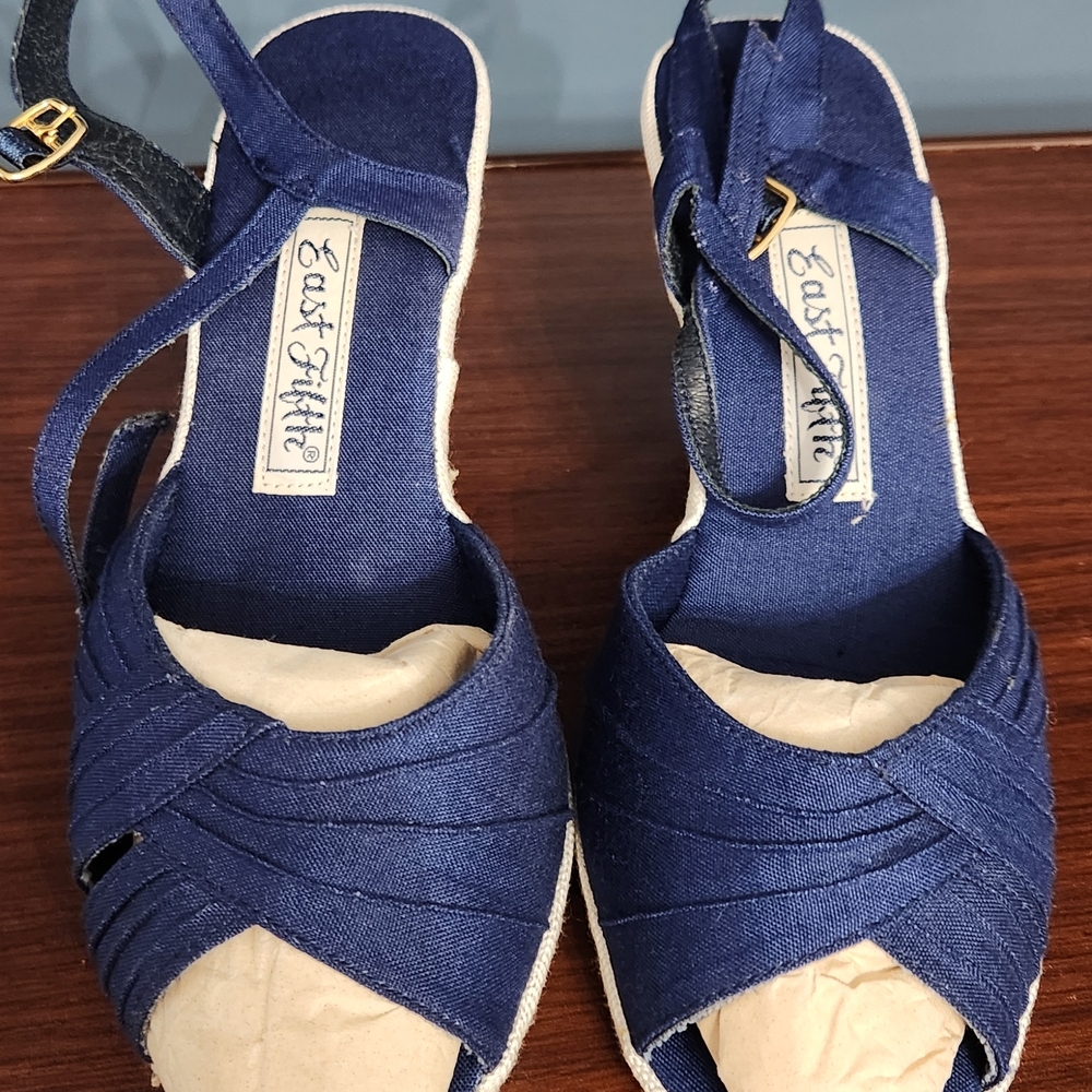 East 5th Dark Blue Espadrille Sandals